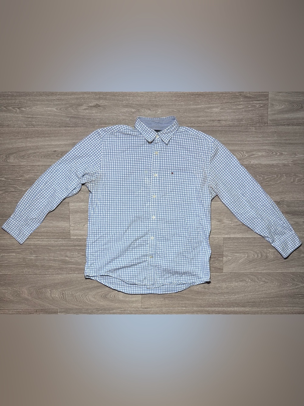 Tommy Hilfiger Light Blue & White Gingham Button-Down Shirt